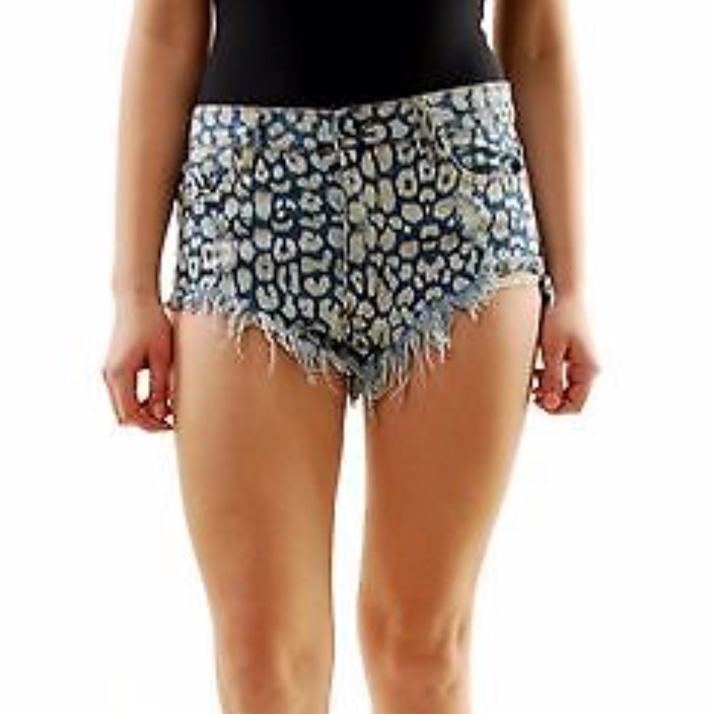 One Teaspoon Jean Shorts w/ leopard print